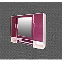 Monalisa White Burgundy 3 MM Thickness (18" x 4" x 14" Inch) Three Door Plastic Bathroom Cabinet