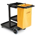 Winco 45" L x 18 1/4" Black Stain-Resistant Nylon Cleaning Cart