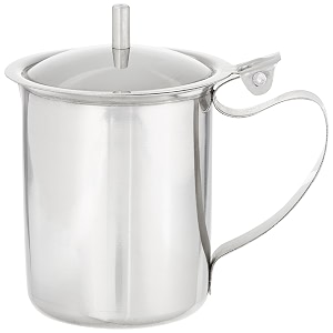 winco stainless steel creamer with cover 10-ounce medium metallic