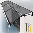 Window Awning & Door Canopy with Built-in Drainage System. UV, Rain & Snow Resistant. Durable Outdoor Awning for Porches, Patios, Decks. Gray, 100x120cm/39x48in