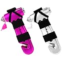 Window Breaker, 3 in 1 Emergency Escape Tool with Car Safety Hammer and Seat Belt Cutter, Safety Emergency Car Escape Tool, Road Trip Essential and Must Haves (2 Pack, Pink and Silver)
