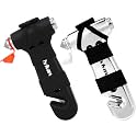 Window Breaker, 3 in 1 Emergency Escape Tool with Car Safety Hammer and Seat Belt Cutter, Safety Emergency Car Escape Tool Gift for Family (2 Pack Matte Black and Silver)