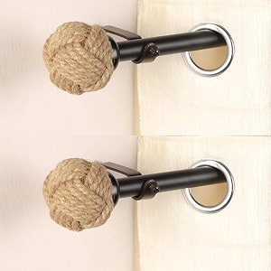 2 pack 4834-8834 adjustable curtain rod for door amp windows with brackets set curtains hanging extendable iron metal pipe holder with spool jute finial black 07534 diameter 