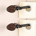 2 Pack 48"-88" Adjustable Curtain Rod for Door &amp; Windows with Brackets Set Curtains Hanging Extendable Iron Metal Pipe Holder with Brown Tusky Wood Finial (Black, 0.75" Diameter) |