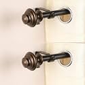 2 Pack 48"-88" Adjustable Curtain Rod for Door &amp; Windows with Brackets Set Curtains Hanging Extendable Iron Metal Pipe Holder with Typho Brass Metal Finial (Black, 0.75" Diameter) |