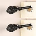 2 Pack 48"-88" Adjustable Curtain Rod for Door &amp; Windows with Brackets Set Curtains Hanging Extendable Iron Metal Pipe Holder with Conch Wood Finial (0.75" Diameter) |