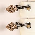 2 Pack 48"-88" Adjustable Curtain Rod for Door &amp; Windows with Brackets Set Curtains Hanging Extendable Iron Metal Pipe Holder with Carved Distressed White Finial(Distressed White, .75") |