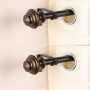 2 pack 8434-14434 adjustable curtain rod for door amp windows with brackets set curtains hanging extendable iron metal pipe holder with typho brass metal finial black 07534 diameter 