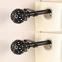 2 Pack 84"-144" Adjustable Curtain Rod for Door &amp; Windows with Brackets Set Curtains Hanging Extendable Iron Metal Pipe Holder with Perforated Black Metal Finial (Black, 0.75" Diameter) |