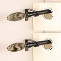 2 Pack 84"-144" Adjustable Curtain Rod for Door &amp; Windows with Brackets Set Curtains Hanging Extendable Iron Metal Pipe Holder with Wood Bud Finial (Black, 0.75" Diameter) |