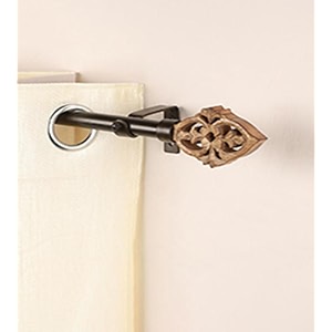 2834-4834 adjustable curtain rod for door amp windows with brackets set curtains hanging extendable iron metal pipe holder with brown baroque wood finial black 07534 diameter