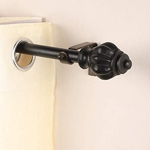 2834-4834 adjustable curtain rod for door amp windows with brackets set curtains hanging extendable iron metal pipe holder with brown baroque wood finial black 07534 diameter