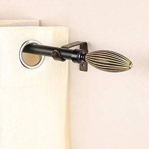 4834-8834 adjustable curtain rod for door amp windows with brackets set curtains hanging extendable iron metal pipe holder with wood bud finial black 07534 diameter