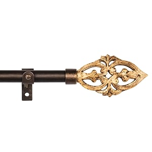 2834-4834 adjustable curtain rod for door amp windows with brackets set curtains hanging extendable iron metal pipe holder with brown baroque wood finial black 07534 diameter
