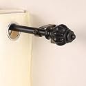 28"-48" Adjustable Curtain Rod for Door &amp; Windows with Brackets Set Curtains Hanging Extendable Iron Metal Pipe Holder with Brown Baroque Wood Finial (Black, 0.75" Diameter)