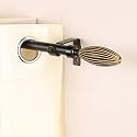 48"-88" Adjustable Curtain Rod for Door &amp; Windows with Brackets Set Curtains Hanging Extendable Iron Metal Pipe Holder with Wood Bud Finial (Black, 0.75" Diameter)