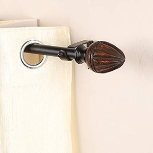 8434-14434 adjustable curtain rod for door amp windows with brackets set curtains hanging extendable iron metal pipe holder with brown tusky wood finial black 07534 diameter