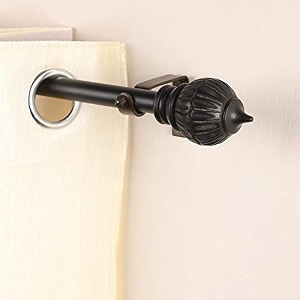 8434-14434 adjustable curtain rod for door amp windows with brackets set curtains hanging extendable iron metal pipe holder with conch wood finial black 07534 diameter