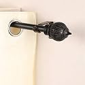 84"-144" Adjustable Curtain Rod for Door &amp; Windows with Brackets Set Curtains Hanging Extendable Iron Metal Pipe Holder with Conch Wood Finial (Black, 0.75" Diameter)