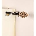 28"-48" Adjustable Curtain Rod for Door &amp; Windows with Brackets Set Curtains Hanging Extendable Iron Metal Pipe Holder with Brown Baroque Wood Finial (Black, 0.75" Diameter)