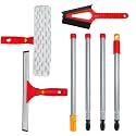 Window Cleaning Kit with Rotatable Squeegee and Microfiber Scrubber Window Cleaner Tool, 57" Long Handle Window Cleaner for Car, Shower, Indoor & Outdoor Glass Door