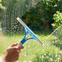 Window Glass Cleaner Wiper with Spray Long Bottle Squeeze Brush Mop for Tile, Bathroom, Kitchen Platform Floor, Office, Door, Car Mirror Windshield Home Cleaning Tool (1 Pc - Multicolor)