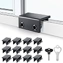 Window Locks,12 Sets Sliding Window Locks With Key for Vertical & Horizontal Sliding Windows Doors,Easv to Install,Adjustable Security Window Lock for Patio Bedroom Home and Office (Black)
