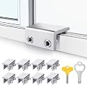 Window Locks,8 Sets Sliding Window Locks with Key for Vertical & Horizontal Sliding Windows Doors,Easv to Install,Adjustable Security Window Lock for Patio Bedroom Home and Office (Silver)