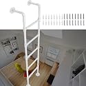 Window Well Ladder 4.8-12.5ft Height Attic Loft Stairs Kit. White Wrought Iron Basement for Library RV