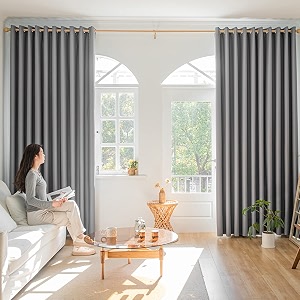 Windows Grey Blackout Curtains 95 inches Long
