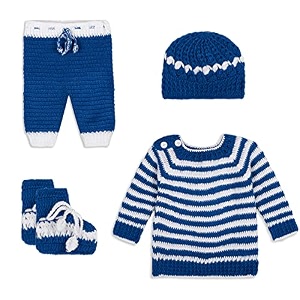Handmade Knitted Crochet Sweater Pyjama with Cap