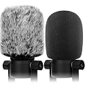 Windscreen Pop Filter Compatible with Rode Podmic, Procaster, Podcaster, NT1, NT1-A, NT2-A, NT-USB, K2, NT1000, NT2000,Mic Foam Cover +Furry Wind Muff Mic Cover Compatible with Rode Podmic,Combo 2Pack