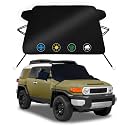 Windshield Snow Cover for Toyota FJ Cruiser Sport 2007-2014 with Side Mirror Cover, 2-Layer Oxford Windshield Cover Include Anti-Theft Strap Protection from Ice & Frost Shield Winter Car Accessories