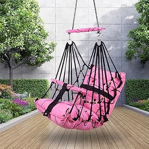 windson craft cotton baby swing for kids jhula 1-5 years swings cradle chair uyyala new born baby gifts foldable and washable with safety belt home amp garden pink - 30 cm