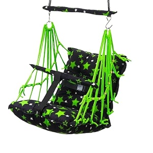 cotton baby swing for kids jhula 1-5 years swings cradle chair uyyala new born baby gifts foldable and washable with safety belt home amp garden star green