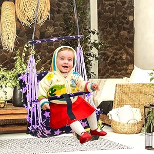 windson craft cotton baby swing for kids jhula 1-5 years swings cradle chair uyyala new born baby gifts foldable and washable with safety belt home amp garden purple 30 x 20 x 25cm
