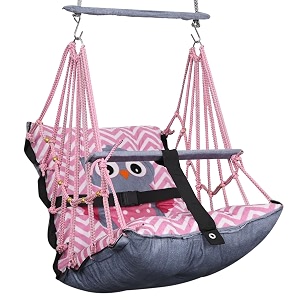 cotton baby swing for kids jhula 1-5 years swings cradle chair uyyala new born baby gifts foldable and washable with safety belt home amp garden owl 36 x 23 x 9cm