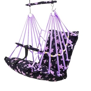 cotton baby swing for kids jhula 1-5 years swings cradle chair uyyala new born baby gifts foldable and washable with safety belt home amp garden star purple