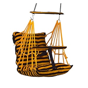 cotton baby swing for kids jhula 1-5 years swings cradle chair uyyala new born baby gifts foldable and washable with safety belt home amp garden patta yellow