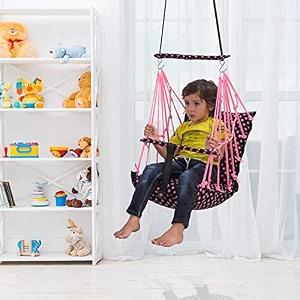 cotton baby swing for kids jhula 1-5 years swings cradle chair uyyala new born baby gifts foldable and washable with safety belt home amp garden dott pink