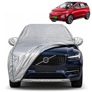 windsor 100 waterproof car cover  dustproof sun protection cover  soft cotton lining  triple stitched  mirror pocket  antenna pocket  all weather body cover silver with yellow piping