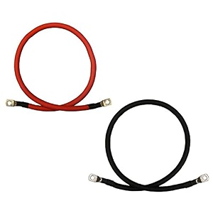 windynation 7 ft  38 in lugs both ends 4 awg gauge red  black pure copper battery inverter cables solar rv car boat 7 feet 38 in lugs