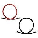 WindyNation 7 ft. , 3/8 in. Lugs both ends: 4 AWG Gauge Red + Black Pure Copper Battery Inverter Cables Solar, RV, Car, Boat 7 feet 3/8 in Lugs