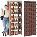 Windyun 1 Pcs 40 Pocket Over the Door Shoe Organizer Hang,Brown