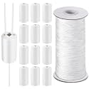 Windyun 12 Pieces Breakaway Blind Pull Cord Knobs and 55 Yards Blind Cord 1.8 mm Braided Lift Shade Curtain String for Roman Shade Kit, Curtain Craft