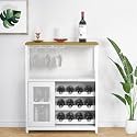 Wine Bar Cabinet with Detachable Wine Rack, Coffee Bar Cabinet with Glass Holders, Adjustable Shelves, and Mesh Door for Kitchen, Living Room, Bar