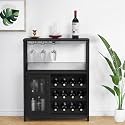Wine Bar Cabinet with Detachable Wine Rack, Coffee Bar Cabinet with Glass Holders, Adjustable Shelves, and Mesh Door for Kitchen, Living Room, Bar