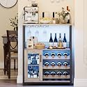 Wine Bar Cabinet with Detachable Wine Rack, Coffee Bar Cabinet with Glass Holders, Adjustable Shelves, and Mesh Door for Kitchen, Living Room, Bar