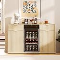 Wine Bar Cabinet with Mini Fridge Space, Liquor Coffee Cabinet with Hidden Trash Cabinet, Buffet Sideboard for Living Room, Kitchen, Dining Room