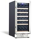 GarveeTech Wine Fridge, 28 Bottle Wine Cooler Refrigerator, Built-In or Counter Use, 41-65°F Digital Touch Control, Double-Paned Glass Door, Removable Racks, Interior Lighting for Bar, Home, Office
